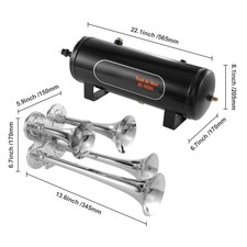 Train Horns Kit, 4 Trumpet Air Horn Kit, 150dB Train Horns for Pickup Trucks, 12