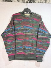 Vintage John Ashford 3D Textured Knit Multicolor Sweater Men's M Italy