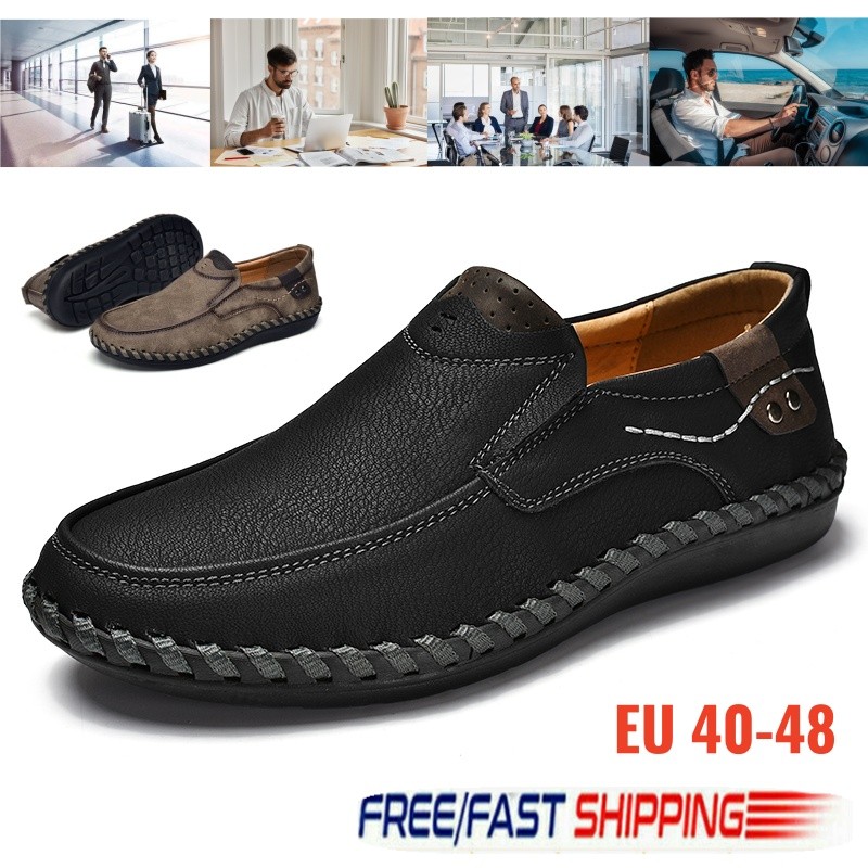 Handmade Men Leather Dress Shoes Causal Loafers Slip on Working Driving Shoes