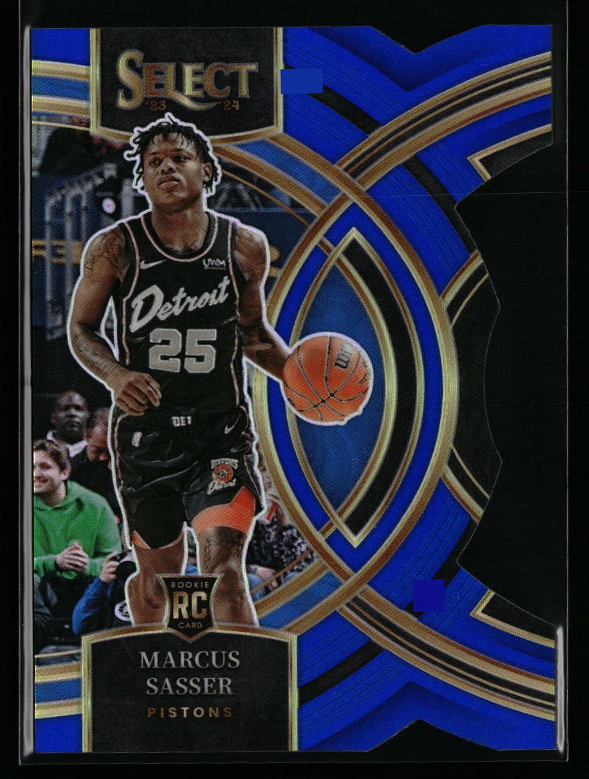 Marcus Sasser 2023-24 Panini Select #114 Blue Prizms Die Cut #/249 RC Pistons
