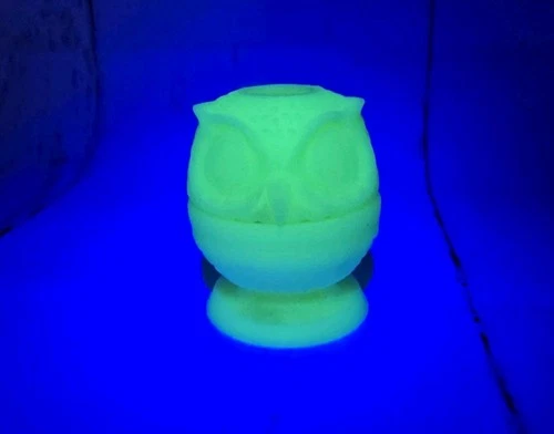 Vintage Fenton Owl Fairy Lamp Glowing Uranium Glass Custard