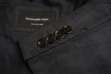 Ermenegildo Zegna Trofeo 600 Milano Gray Blue Plaid Silk Blend Sport Coat 40R