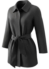 Jones New York Signature Women  s M Belted Blouse Jacket Black Dotted NWT