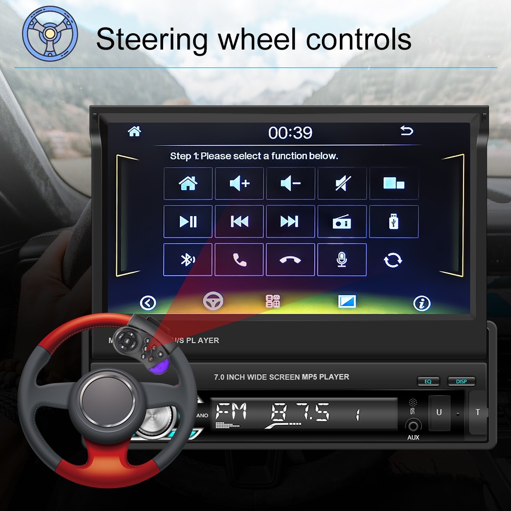 Autoradio Bluetooth 1 Din 7" Schermo Touch Screen Radio BT FM USB AUX Fotocamera foto 3