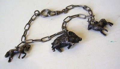 Antikes schönes Echt Silber Armband mit Tieren um 1890