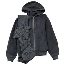 Louis Vuitton Men's Applique Detail Zip-Up Jacket Black IT 44 / XS