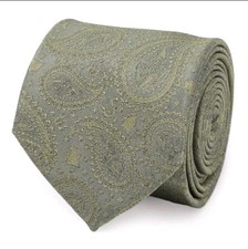 Star Wars Yoda Sage Green Silk Tie Jedi Symbols Raised Texture Logo New