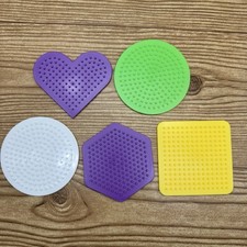 Perler Beads Pegboards Lot Circle Square Heart Hexagon 5 Total