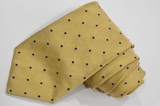 BROOKS BROTHERS MAKERS DOTS YELLOW SILK MEN'S Neck Tie W: 3 3/4" BY L:64" NEW