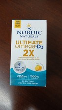 Nordic Naturals Ultimate Omega 2X D3 Lemon Flavor 2150mg 60 vcap exp 12/2026