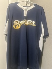 Brewers Majestic Two-Button Cool Base Jersey (2XL)