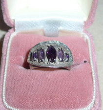 vtg Sterling Silver Purple Amethyst Ring Sz 6
