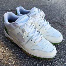 Off-White Out Of Office Men’s Low Top Leather Lace-Up Sneakers White/Green
