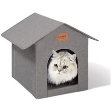 Weatherproof Insulated Cat House with Removable Cushion - Cozy Shelter for Cats