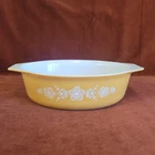 Vintage Pyrex Butterfly Gold Oval Casserole Dish 045 2.5 QT-No Lid