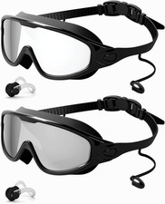 Swim Goggles 2 Pack, Wide View anti Fog Uv Swimming Goggles for Audlt, No Leakin