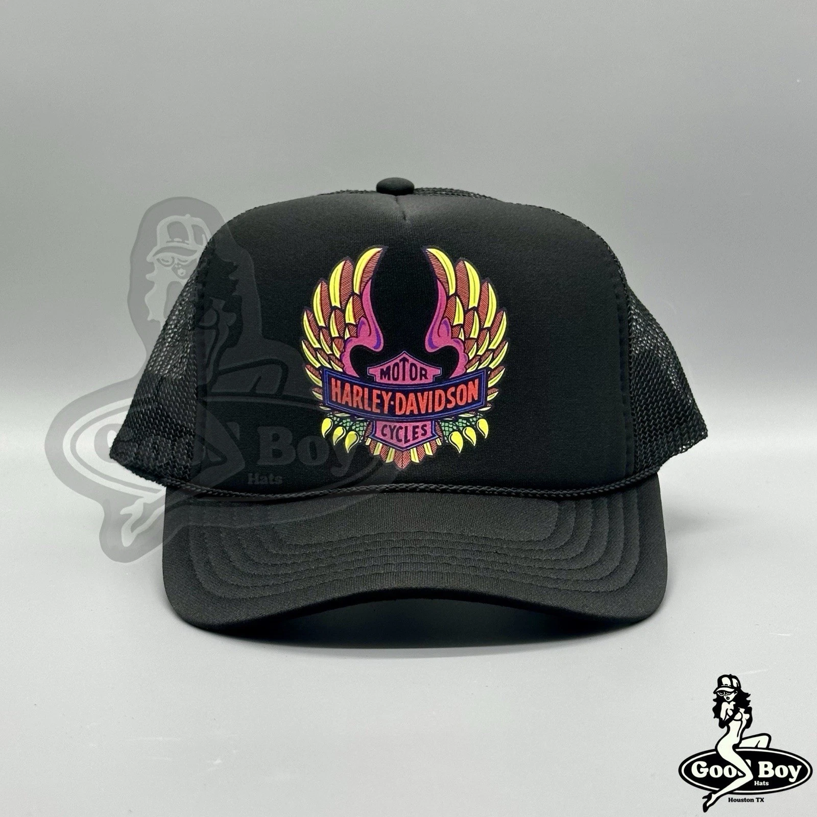 Harley Davidson Hat 70s Vintage Retro Trucker Mesh Rope Cap Biker Motorcycle