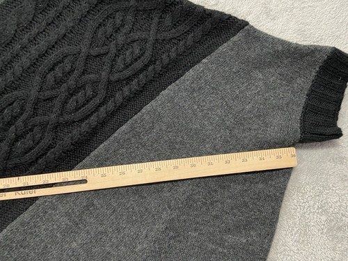Simply Vera Wang Sweater Women's L/XL Black Gray Poncho Oversized Asymmetric - Picture 6 of 8