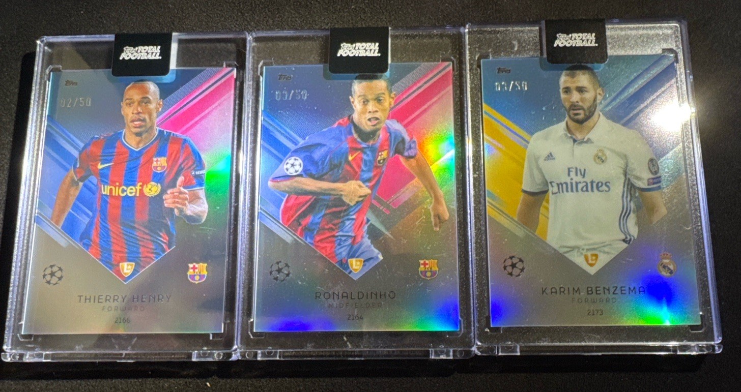 2025 Topps Total Football Henry Ronaldinho Benzema 3 Card Lot All /50