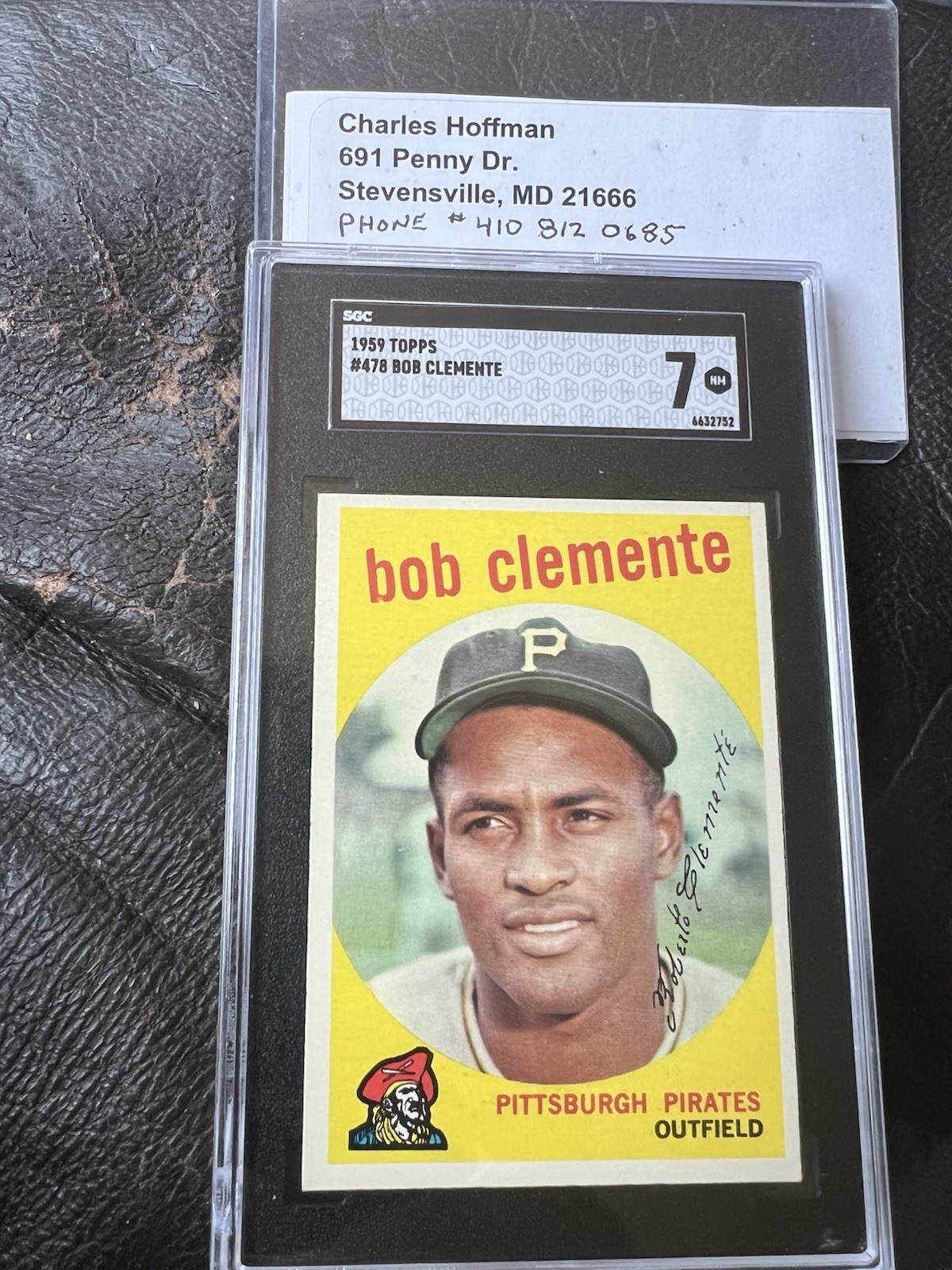 1959 Topps #478 Roberto Clemente SGC 7 NEAR-MINT