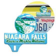 1950 Era Niagara Falls License Plate Topper Roars A Mighty Welcome Ny New York