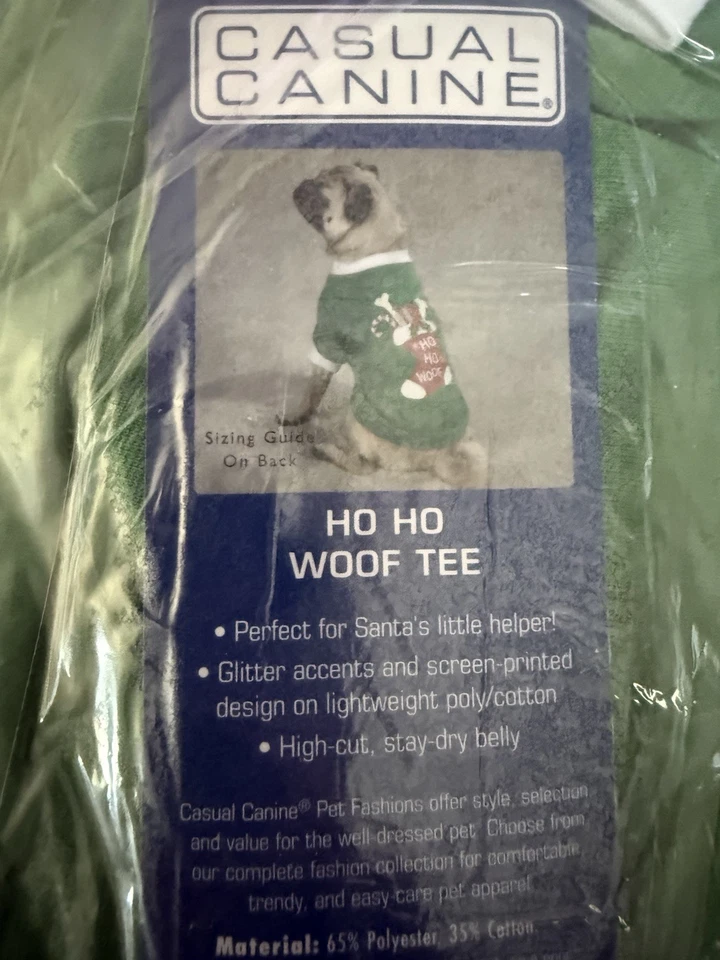 Camiseta Navidad Perro Ho Ho Santa Medias Regalos Verde Pequeña Foto 2 de 4