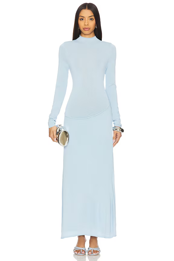 LIONESS Resolution Maxi Dress in Blue Long Sleeve Rwvolve S NWOT $89