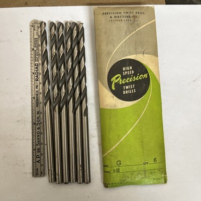 Precision Twist Drill Letter Drill G qty 6 6'' long Taper Length USA NOS