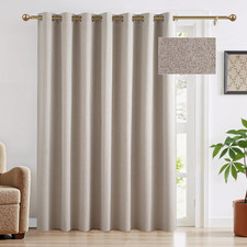 RYB HOME 100 Blackout Linen Curtains for Sliding Glass Doors, Extra Wide Therma
