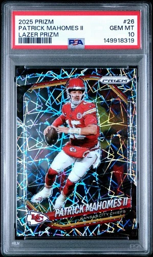 2025 Prizm Patrick Mahomes II Lazer Prizm #26 PSA 10 Chiefs (pop 4)