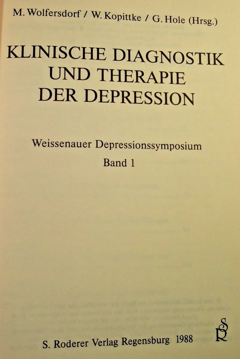 +Klinische Diagnostik und Therapie der Depression, M. Wolfersdorf, Roderer+