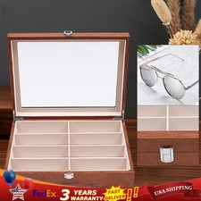8-Slots Eye Glasses Eyewear Sunglasses Wood Case Display Storage Organizer Box