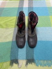 LL Bean Zipper Duck Boots Fleece Plaid Lined Primaloft Made In USA Mens Size 7US