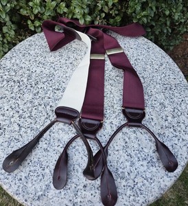 Trafalgar Maron Suspenders Braces Leather & Brass