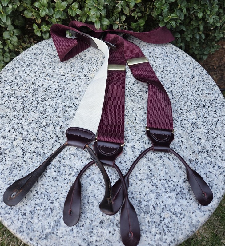Trafalgar Maron Suspenders Braces Leather & Brass