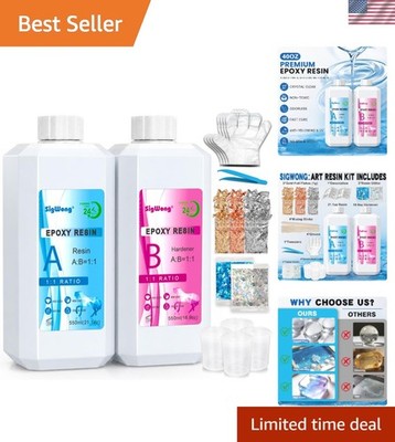 Versatile 40oz Bubble-Free Epoxy Resin - Ideal for Jewelry, Tables & Crafts