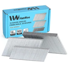 HW HAMWOO 16 Gauge Angled Finish Nails 20° Galvanized Assorted 900 Pack