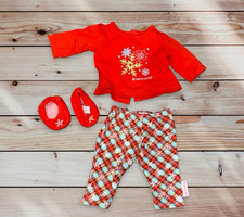 American Girl bitty baby Doll Pajamas Outfit Christmas Holiday Snowy Dreams