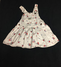OshKosh B Gosh Toddler Girls Floral Print White Red Blue Overall Dress Sz 2T/2A