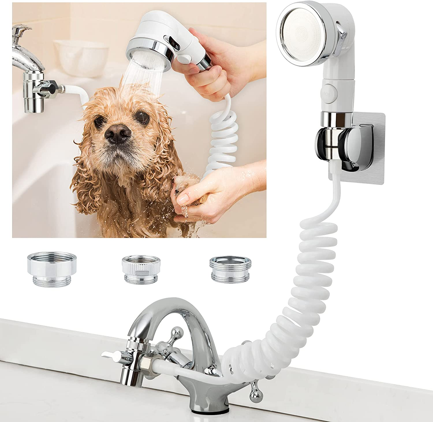 Sink Faucet Sprayer Attachment, Shower Head Attaches to Tub Faucet, Dog