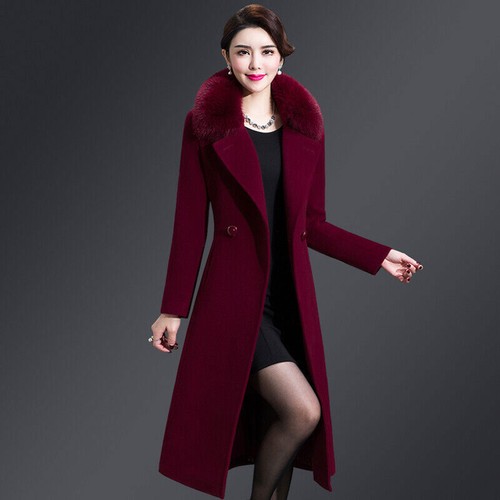 Damen Kaschmir Trenchcoat lange Jacke Wollmischung Winter koreanische Outwear schmal neu - Bild 12 von 30