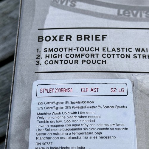 Levi’s 4 Pack Boxer Brief For Mens Size L High Comfort Cotton Stretch Large New - Picture 10 of 16