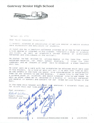 Scott Crossfield Signed Letter