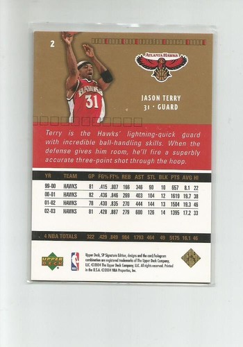 2003-04 SP Signature Edition Gold #2 Jason Terry  044/100 - Picture 2 of 2