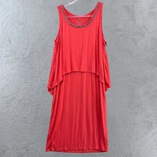 Juicy Couture Womens M Red Overlay Dress Coverup Beaded Sleeveless Mini (flawed)