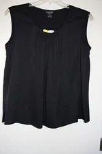 Women's CITRON SANTA MONICA Black Textured Silk Sleeveless Top size OX