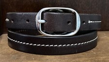 The Limited Brown Italian Leather Belt Sz S 11/16  Wide Center Stitch Brass USA