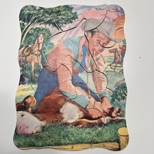 Antique 15 pc Laminated cardboard Roy Rogers jigsaw puzzle