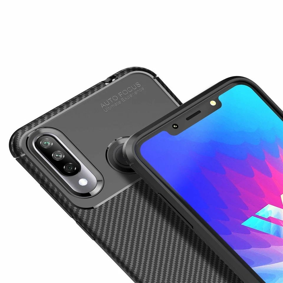 Funda para LG W30 AMZER Resistente Antigolpes TPU Diseño Fibra de Carbono Foto 3 de 4