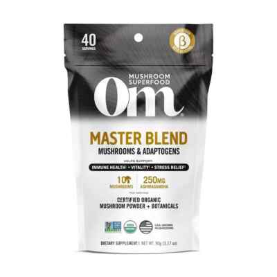 OM: Master Blend Organic Mushroom Powder Superfood Stress Relief 40 SERVINGS